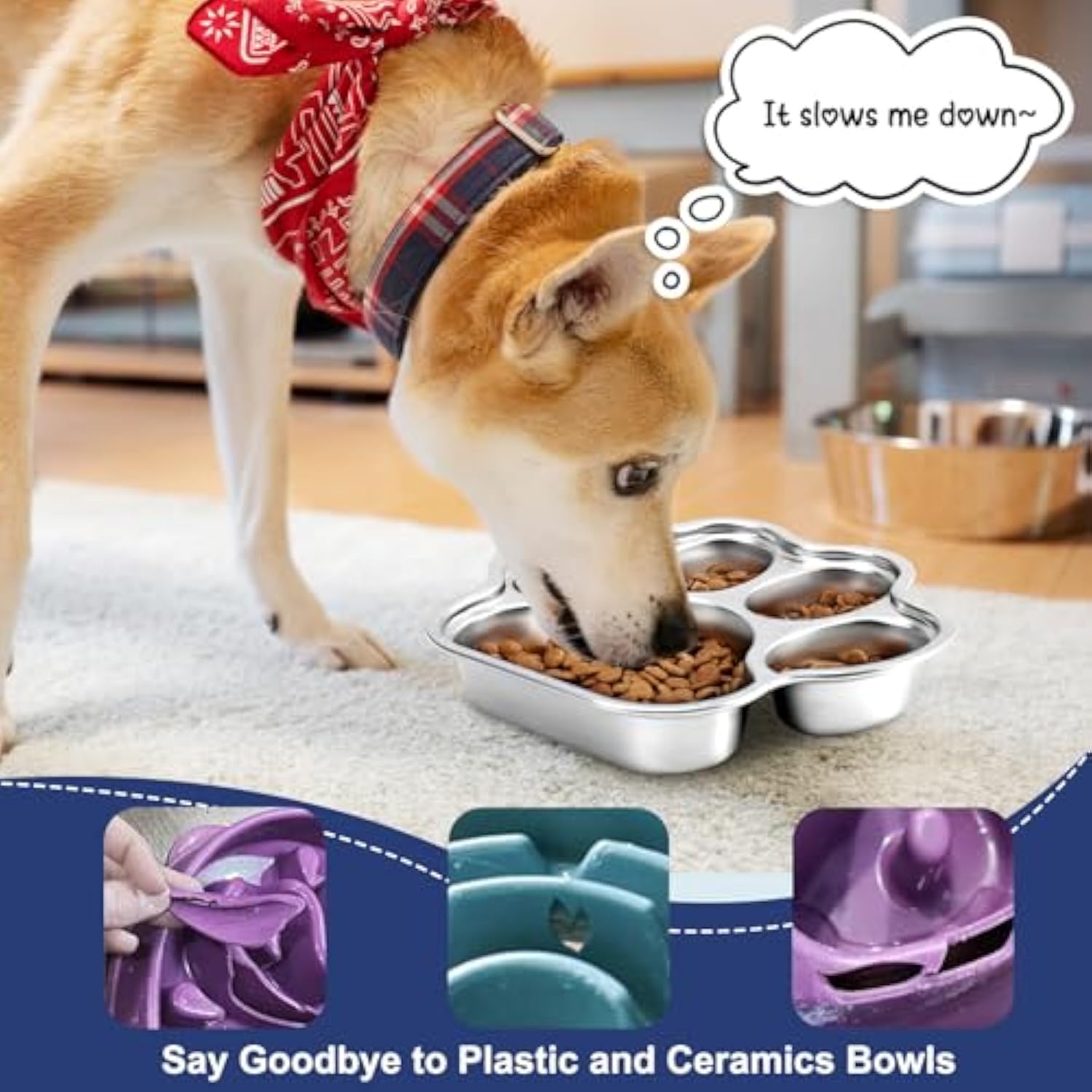 Stainless Steel Slow Feeder for Small Medium Breed