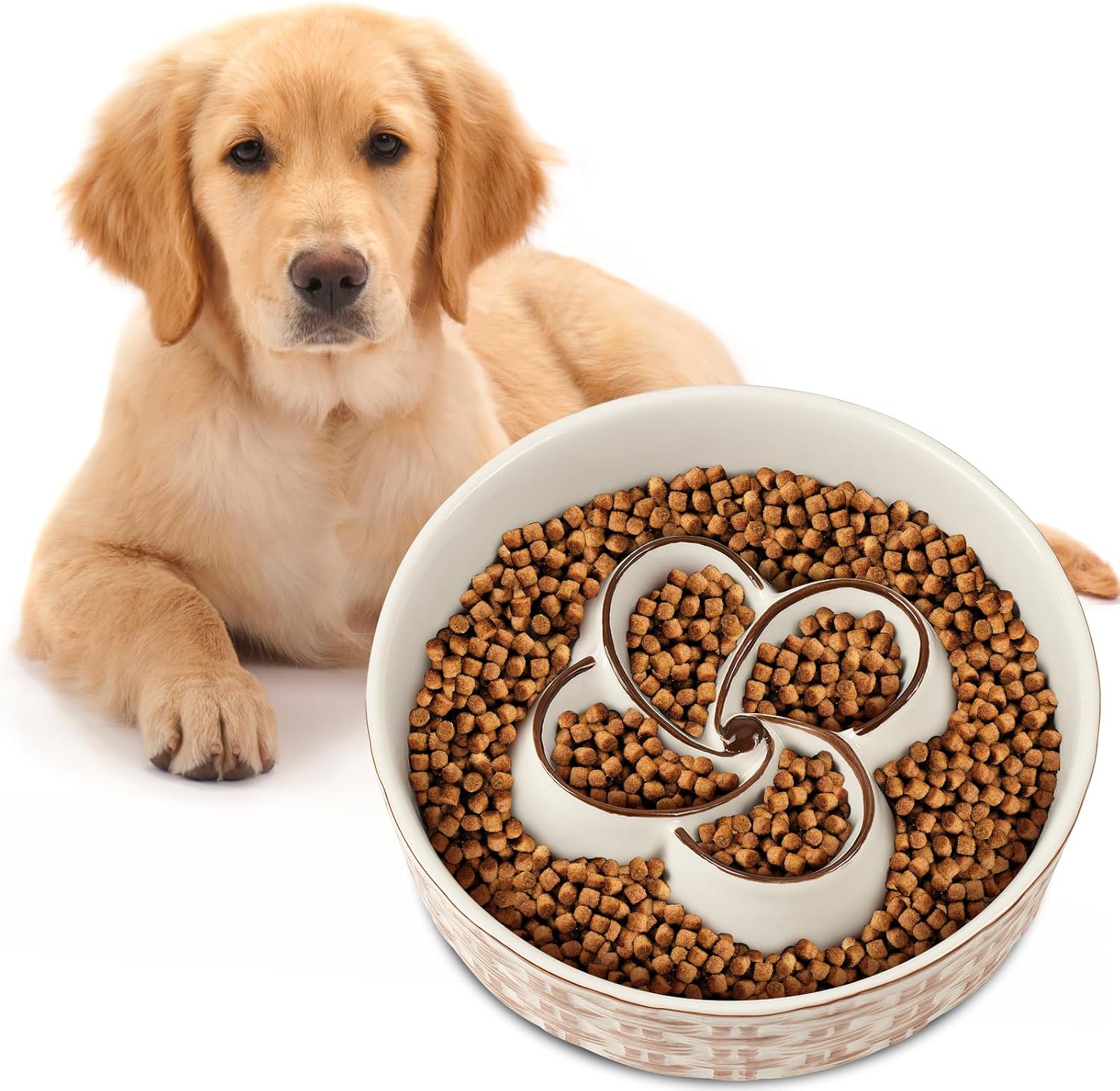 Ceramic Slow Feeder Dog Bowl For Medium Large Dogs