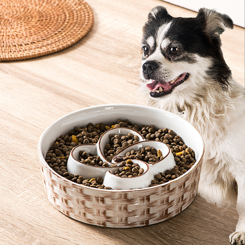 Ceramic Slow Feeder Dog Bowl For Medium Large Dogs